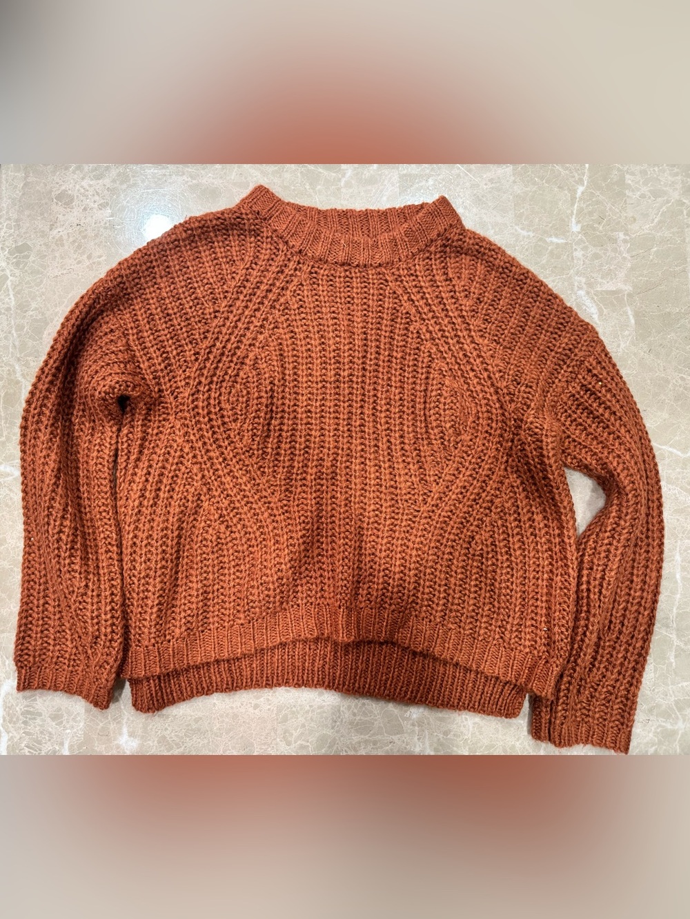 Universal Thread Chunky Cable Knit Sweater Burnt Orange Rust Size Small